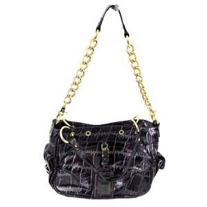 Ora Vegan Leather Alligator Purse Gold Hardware Chain Strap Maroon Shoulder Bag